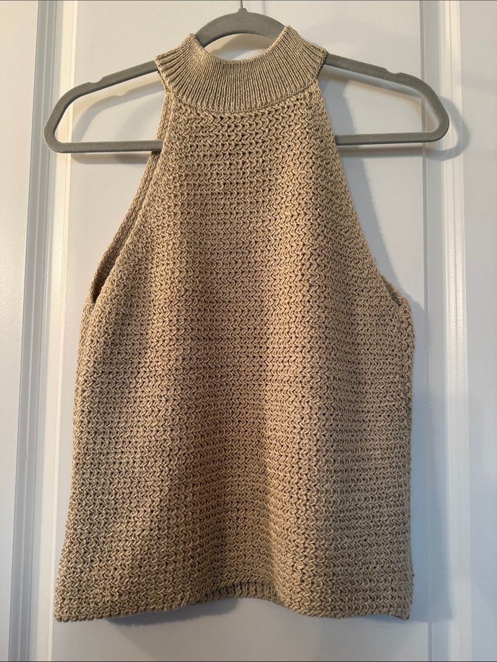 Zara Beige Knit Halter Neck Tank Top Sz M
